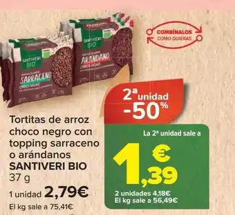 2a unidad -50% tortitas de arroz choco negro con topping sarraceno arándanos santiveri bio