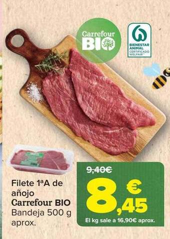 Carrefour Filete 1a a de añojo carrefour bio bandeja oferta