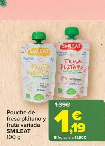 Carrefour Pouche de fresa plátano y fruta variada smileat oferta