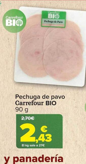 Carrefour Pechuga de pavo carrefour bio oferta