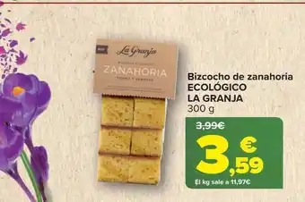 Carrefour Bizcocho de zanahoria ecológico la granja oferta