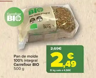 Carrefour Pan de molde 100% integral carrefour bio oferta