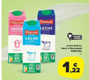 Carrefour Market Leche entera semi o desnatada pascual oferta