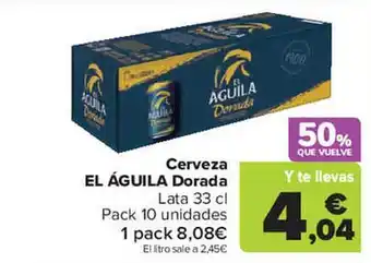 Carrefour Market Cerveza el águila dorada lata pack 10 oferta