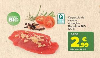 Carrefour Carpaccio de vacuno ecológico carrefour bio oferta