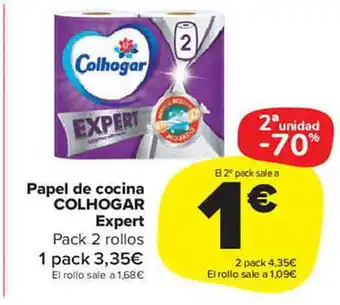 Carrefour Market 2a unidad -70% papel de cocina colhogar expert pack 2 rollos oferta