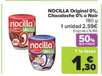 Carrefour Market Nocilla original 0% chocoloche 0% o noir oferta