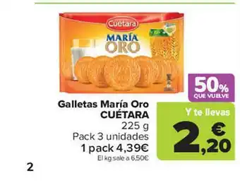 Carrefour Market Galletas maría oro cuétara pack 3 oferta