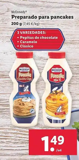 Lidl Mcenndy preparado para pancakes oferta
