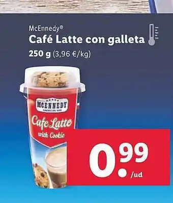 Lidl Mcennedy café latte con galleta oferta