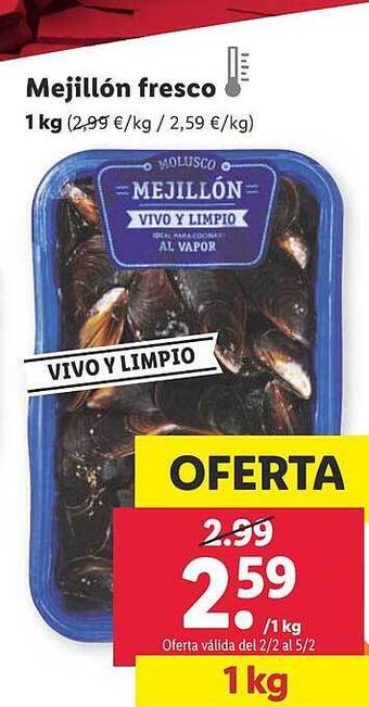 Lidl Mejillón fresco oferta