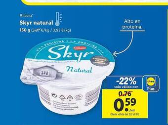 Lidl Milbona skyr natural oferta