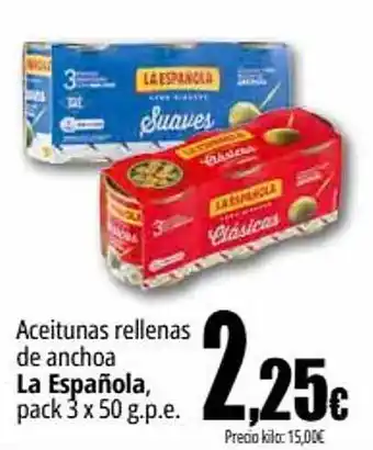 Unide Supermercados Aceitunas rellenas de anchoa la española pack 3 oferta