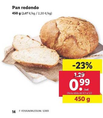 Lidl Pan redondo oferta