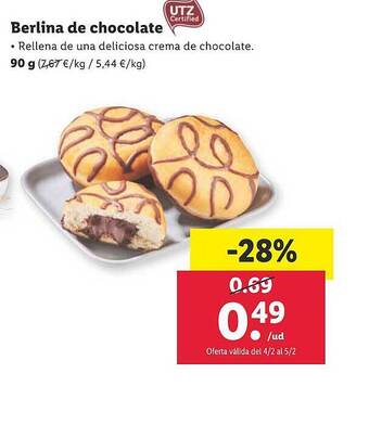 Lidl Berlina de chocolate oferta