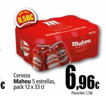 Unide Supermercados Cerveza mahou 5 estrellas pack 12 oferta