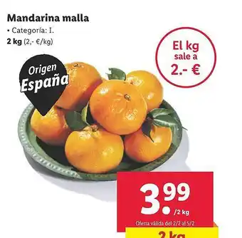 Lidl Mandarina malla oferta