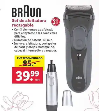 Lidl Braun set de afeitadora recargable oferta