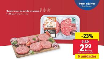 Lidl Burger meat de cerdo y vacuno oferta