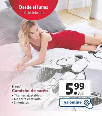 Lidl Esmara camisón de satén oferta