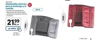 Lidl Vitalcontrol almohadilla eléctrica para el estómago y la espalda oferta