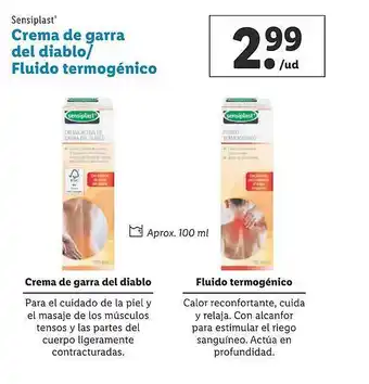 Lidl Sensiplast crema de garra del diablo fluido termogénico oferta