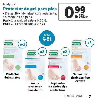 Lidl Sensiplast protector de gel para pies oferta