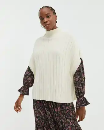 System Action Chaleco tricot cuello alto hombro caído oferta