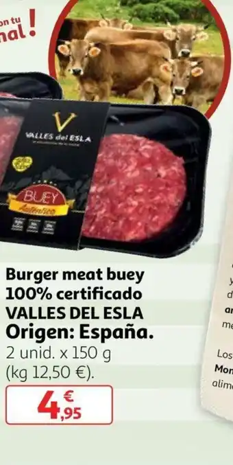 Alcampo VALLES DE ESLA Burger meat buey 100% certificado 150 g oferta