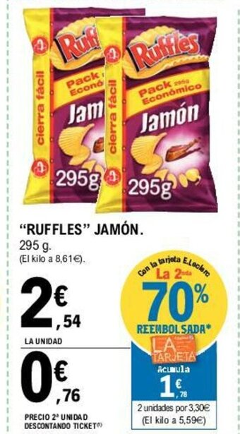 E.Leclerc Ruffles Jamón 295g oferta