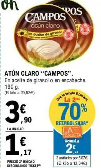 E.Leclerc Campos Atún Claro 190 g oferta