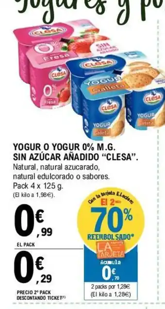 E.Leclerc Clesa Yogur o Yogur Sin Azúcar oferta