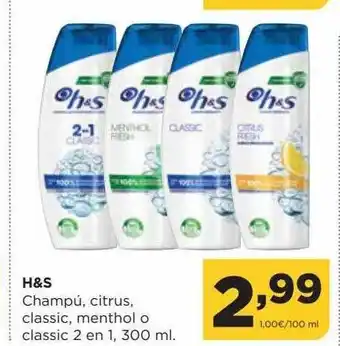 Alimerka H&s champú, citrus, classic, menthol o classic 2 en 1 oferta