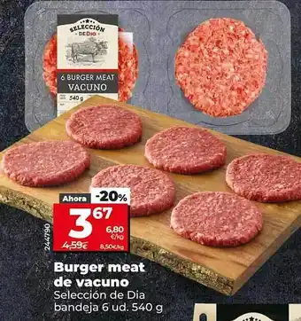 Dia Burger meat de vacuno selección de dia bandeja 6 oferta
