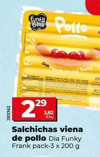 Dia Salchichas viena de pollo dia funky frank pack-3 oferta