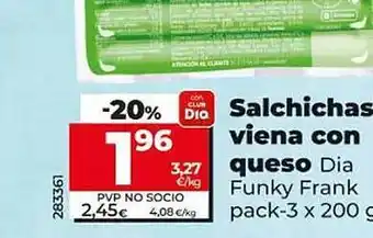 Dia Salchichas viena con queso dia funky frank pack-3 oferta