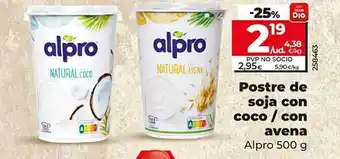 Dia Postre de soja con coco - con avena alpro oferta