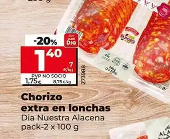 Dia Chorizo extra en lonchas dia nuestra alacena pack-2 oferta