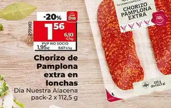 Dia Chorizo de pamplona extra en loncha dia nuestra alacena pack-2 oferta