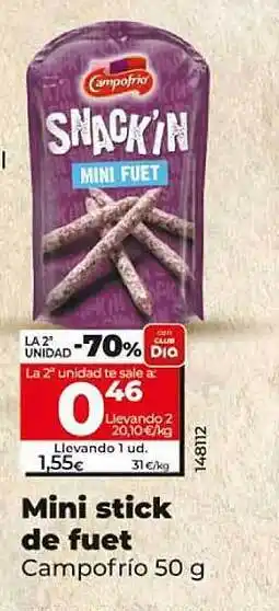 Dia La 2a unidad -70% mini stick de fuet campofrío oferta
