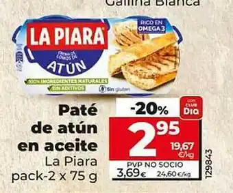 Dia Paté de atún en aceite la piaza pack-2 oferta