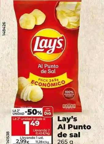 Dia La 2a unidad -50% lay's al punto de sal oferta