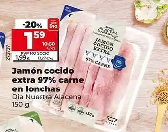 Dia Jamón cocido extra 97% carne en lonchas dia nuestra alacena oferta