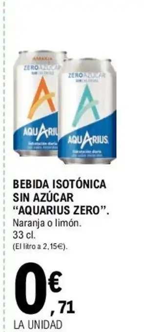E.Leclerc Aquarius Zero Bebida Isotónica Sin Azucar 33cl oferta