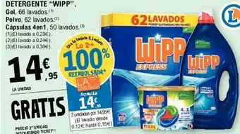 E.Leclerc Wipp Detergente Gel Polvo Capsulas 4en1 oferta
