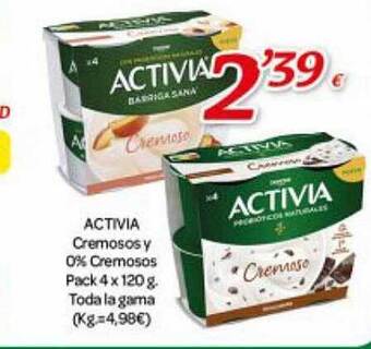 Alsara Supermercados Activia cremosos y 0% cremosos pack 4 oferta