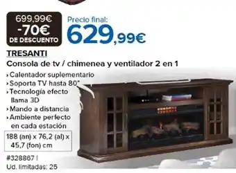 Costco Tresanti consola de tv - chimenea y ventilador 2 en 1 oferta