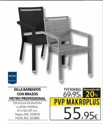 Makro Metro professional silla barbados con brazos oferta