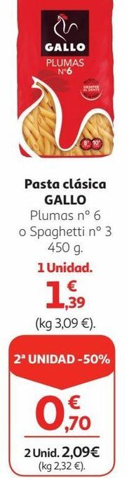 Alcampo Pasta gallo oferta