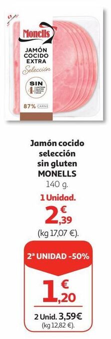 Alcampo Jamón cocido monells oferta